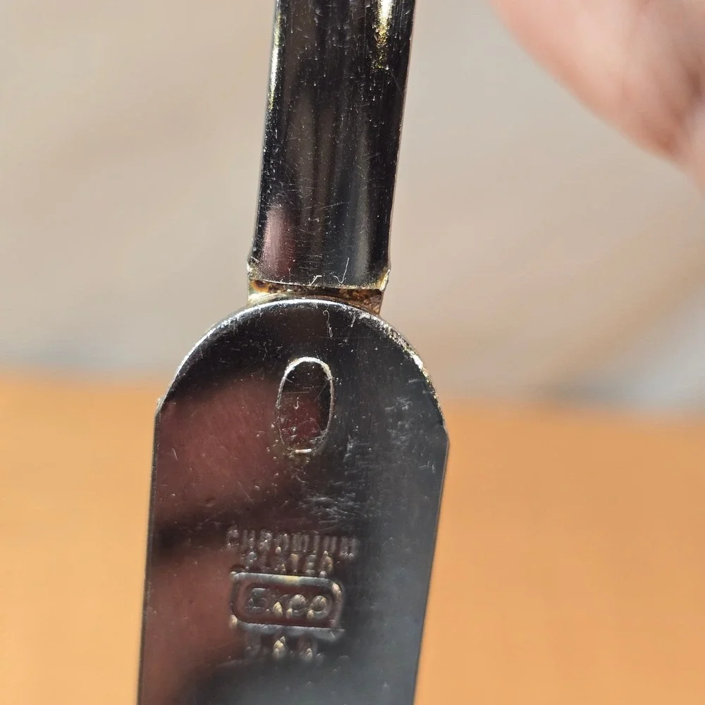 Vintage EKCO Chrome Plated Carving Fork‎ Black Handle Meat Turkey Thanksgiving